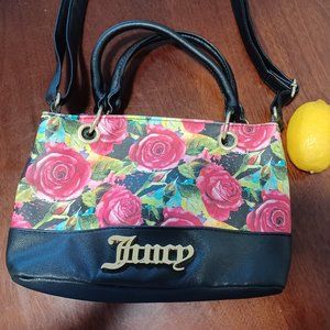Juicy Couture bag black and floral multi rose handbag